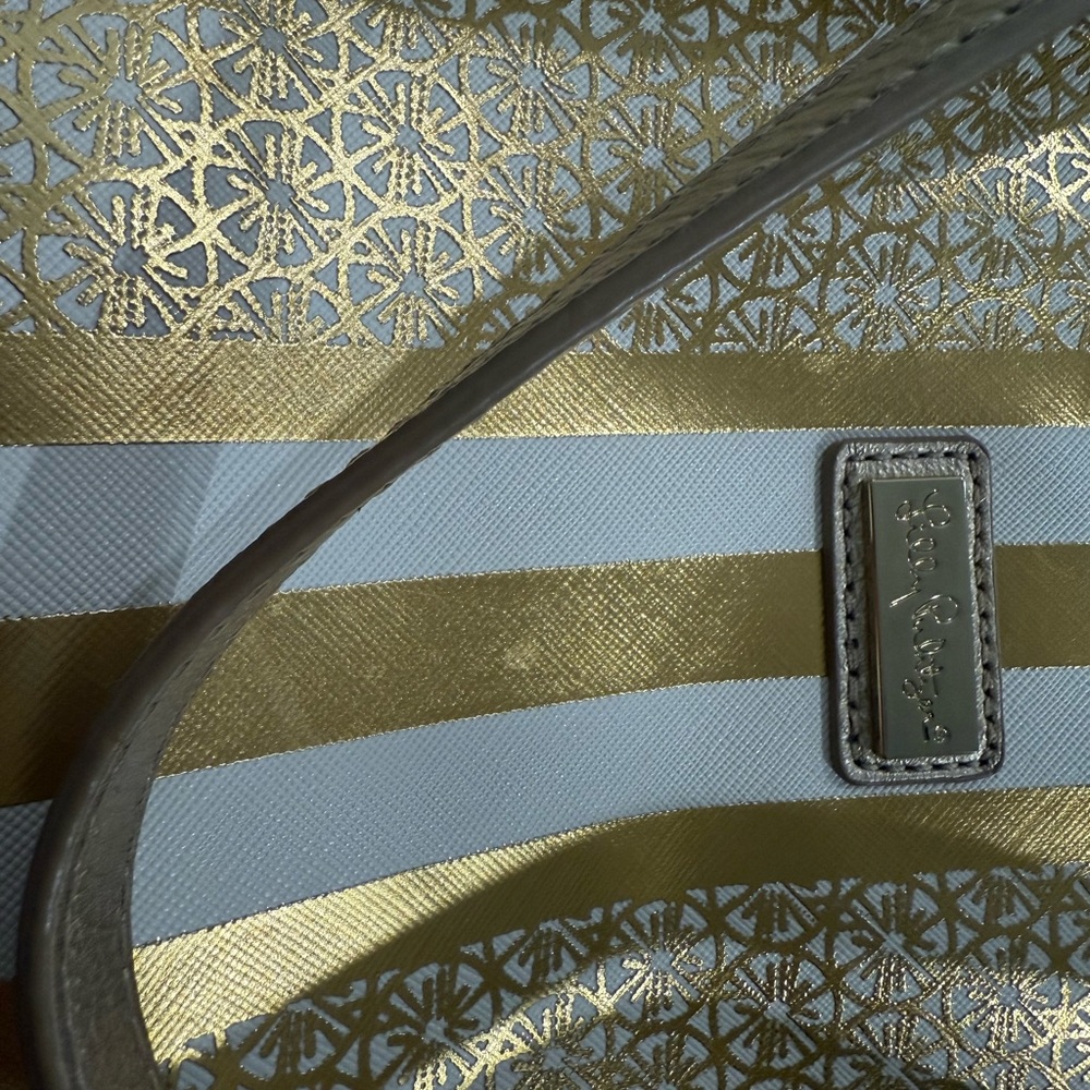 Lilly Pulitzer Gold & white Tote Bag with Textured Design - Picture 2 of 6